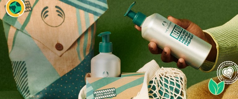 Image of The Body Shop Refill bottles amongst other Christmas gifts