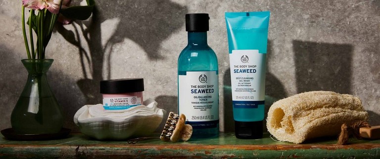 Seaweed & Vitamin E products in bathroom
