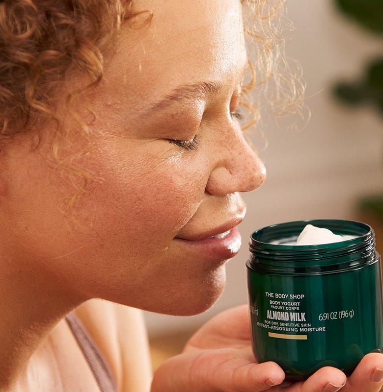 Person smelling Body Yogurt