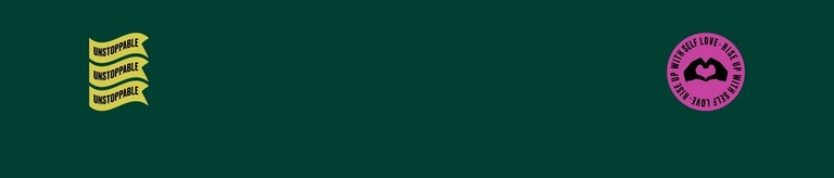 Green background with overlayed giphys that read 'unstoppable' and 'rise up with self love' Green background with overlayed giphys that read 'unstoppable' and 'rise up with self love'