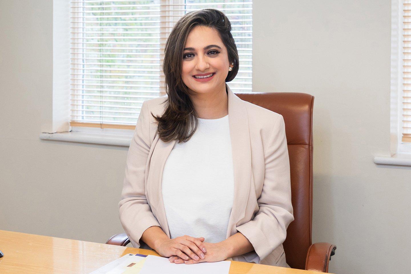 Skin expert sitting in an office