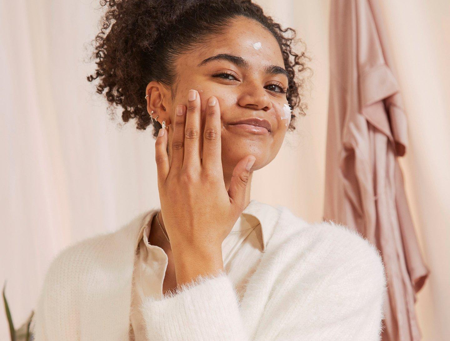 Lady with cream on her face