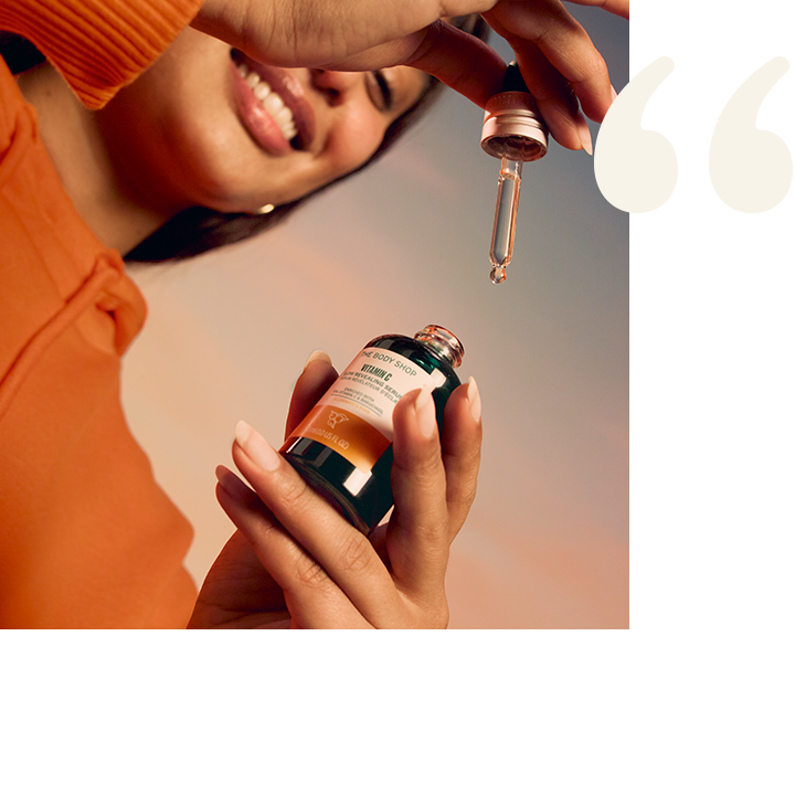 Model using Vitamin C serum