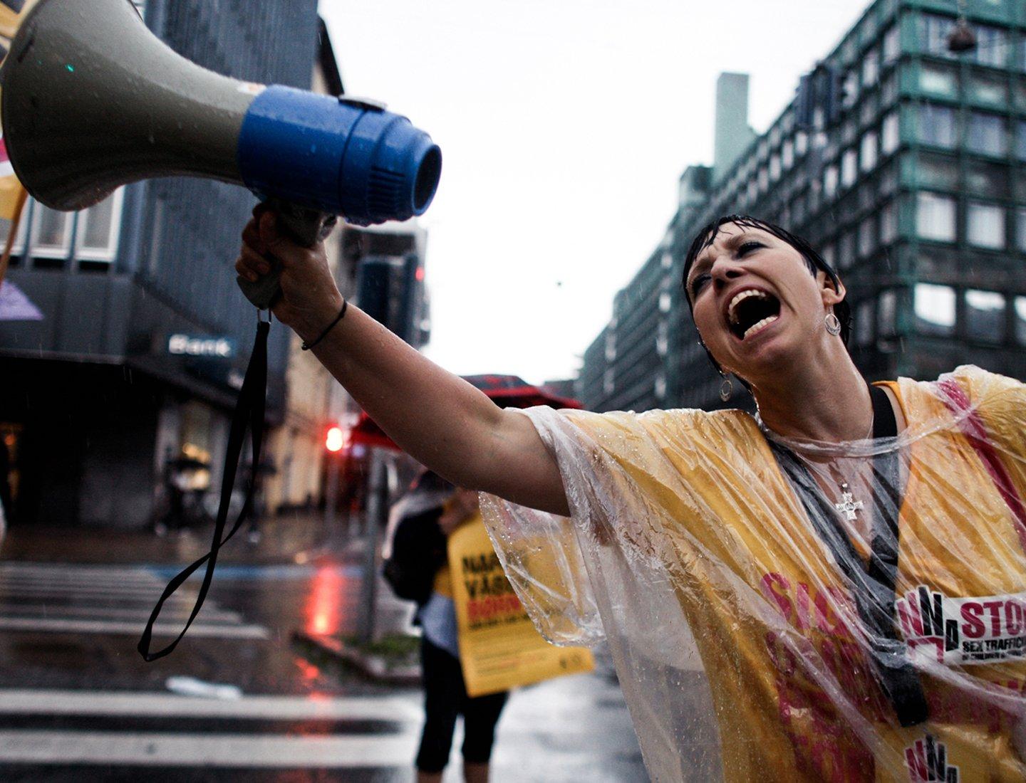 Women with megaphone