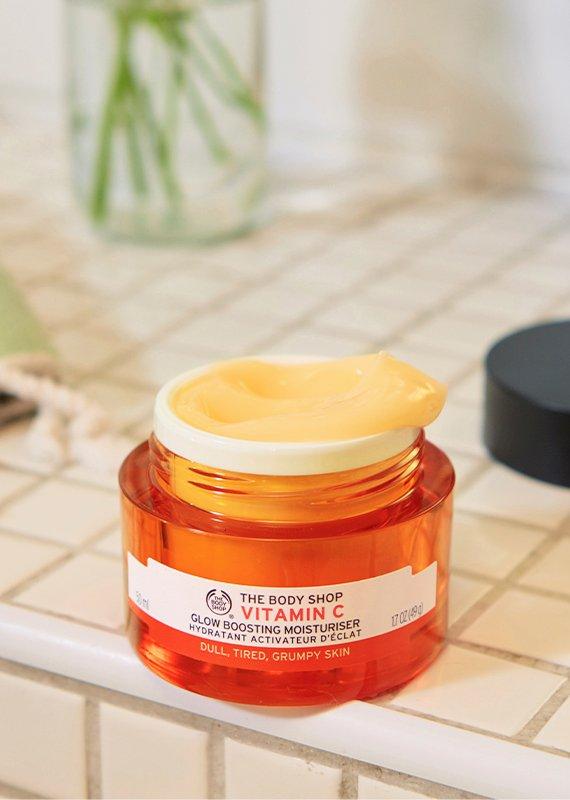 Vitamin C Moisturiser on white tiled surface