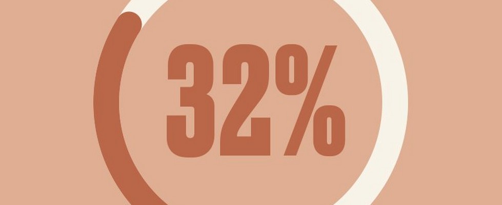 Illustration of circle with 32% in the centre Illustration of circle with 32% in the centre