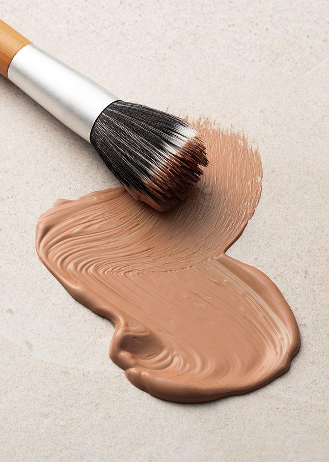 Foundation aplication with a brush