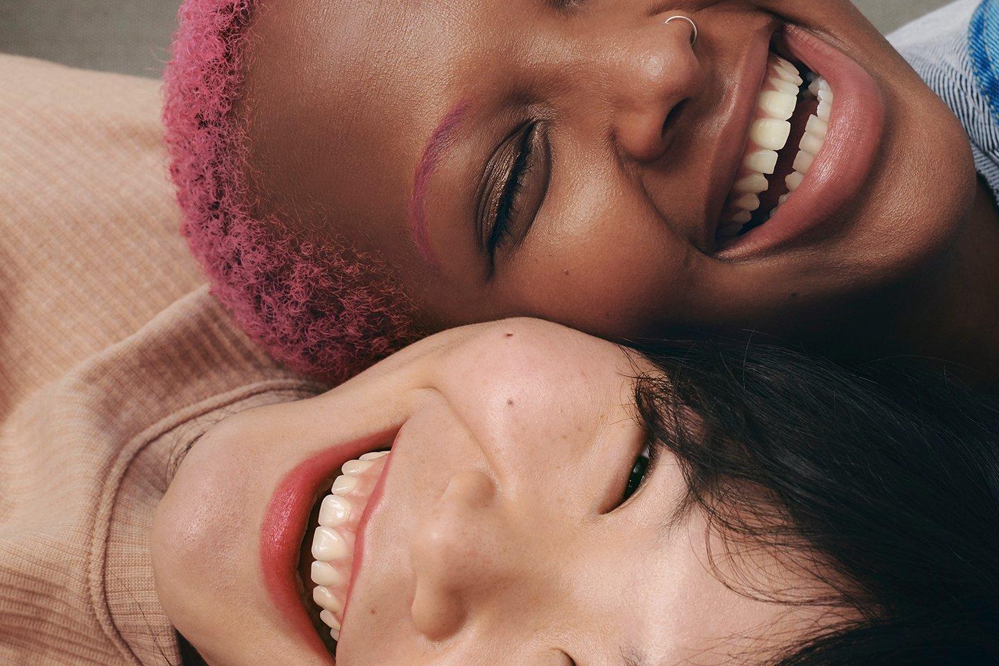 Two women smiling