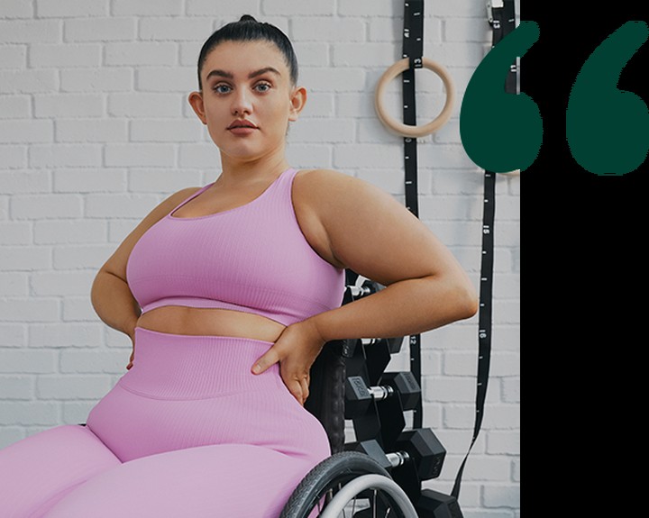 Activist, Sophie Butler wearing pink gym wear Activist, Sophie Butler wearing pink gym wear