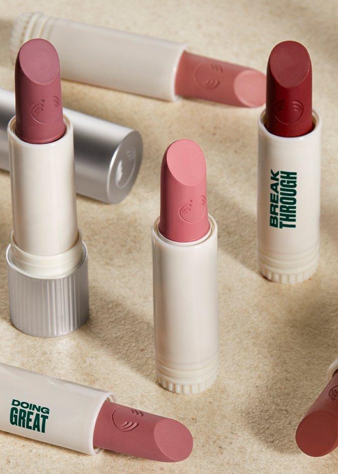 Range of The Body Shop Peptalk Lipsticks