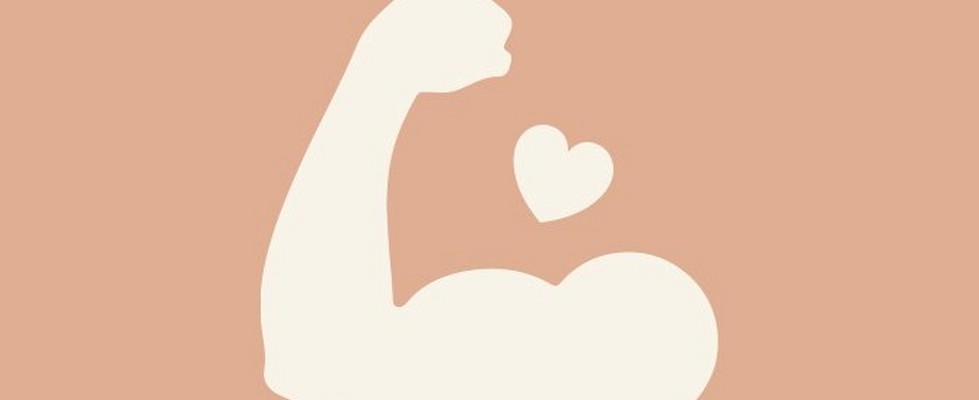 Illustration of an arm flexing with a heart next to it Illustration of an arm flexing with a heart next to it