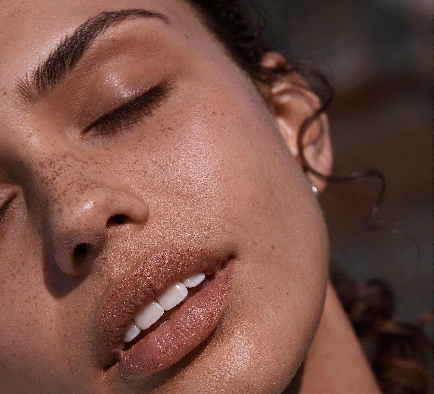 Close up shot of models skin