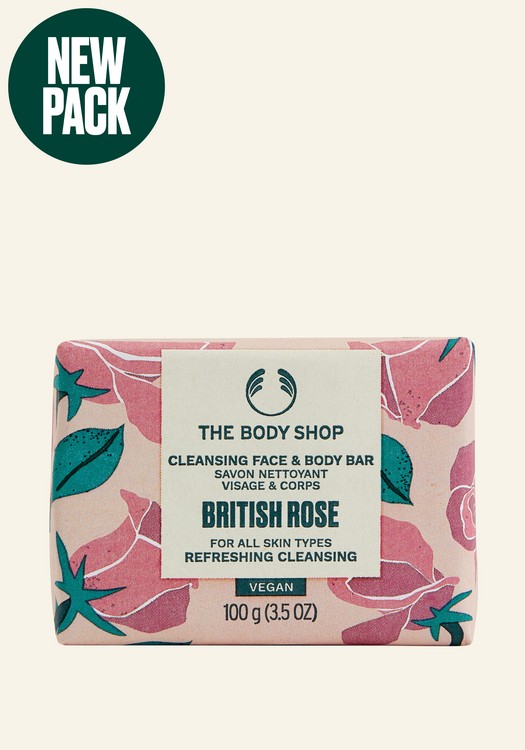 British Rose Cleansing Face & Body Bar 100g