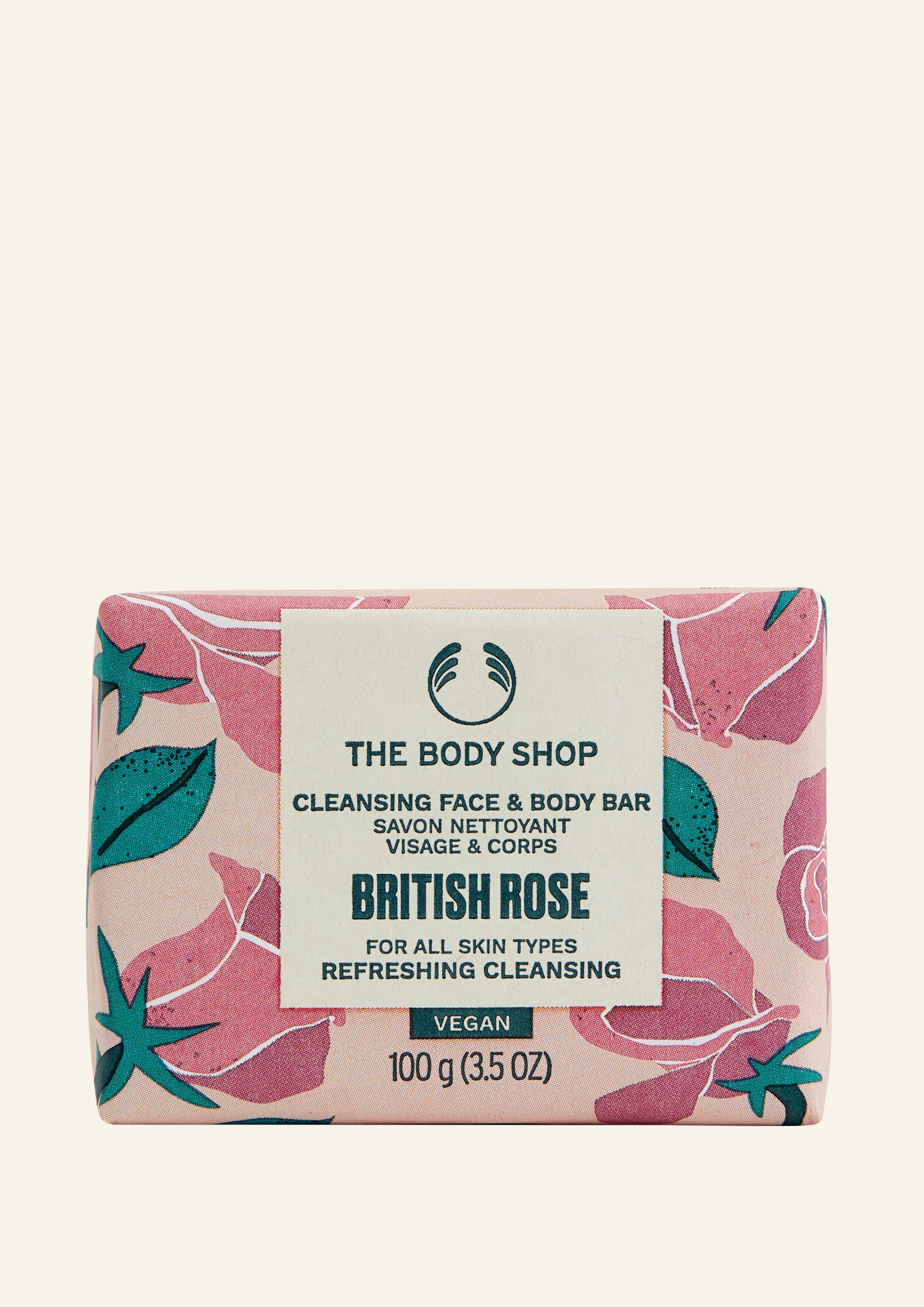 British Rose Cleansing Face & Body Bar 100g