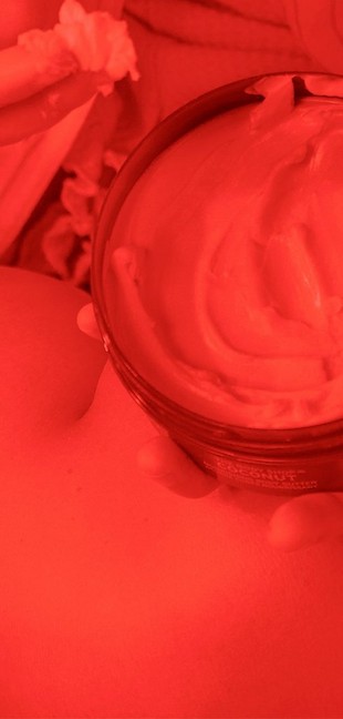 Coconut body butter with red overlay filter Coconut body butter with red overlay filter