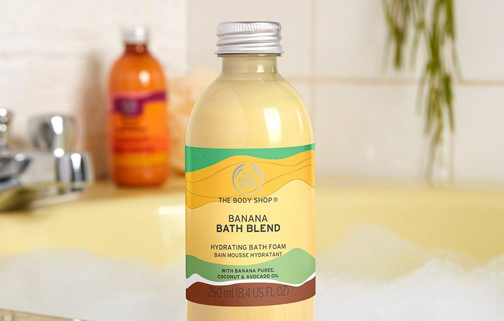 Banana bath blend in bathroom setting