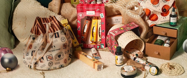 Image of an abundance of The Body Shop Christmas gifts