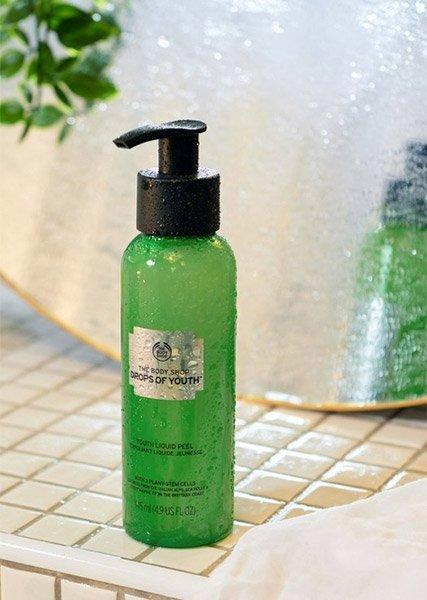 Drops of Youth Liquid Peel Product on Bathroom Countertop