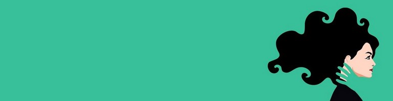 Green banner with girl illustration Green banner with girl illustration