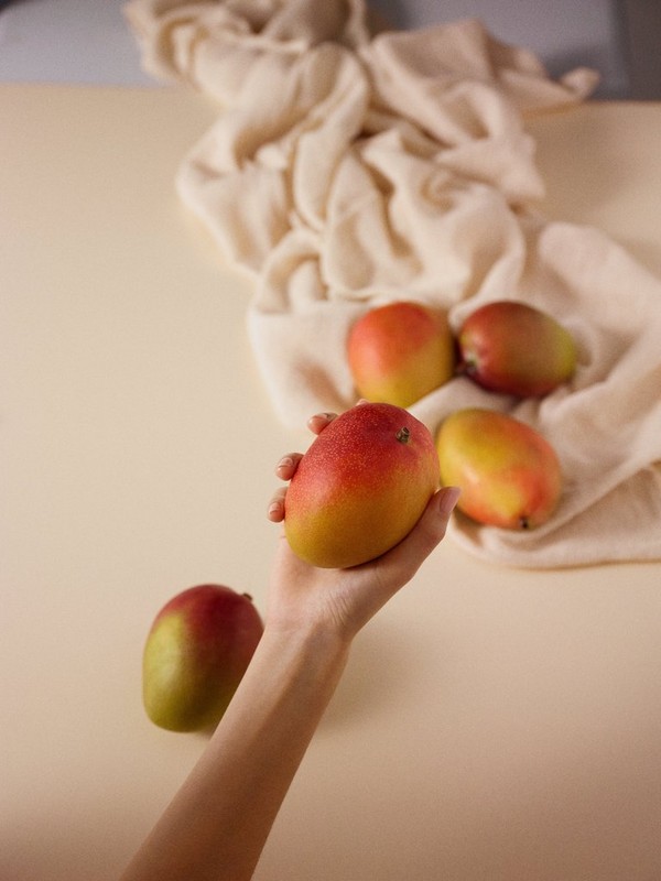 Une main tenant une mangue Une main tenant une mangue
