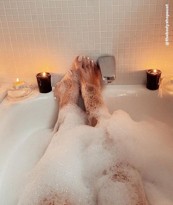 Person in bubble bath Person in bubble bath