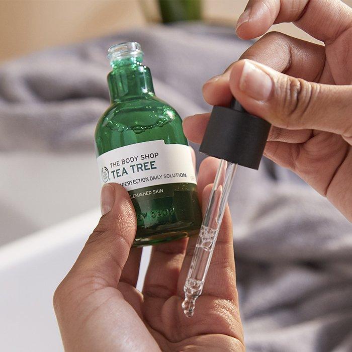 Tea Tree Solution being applied to palm of my hand