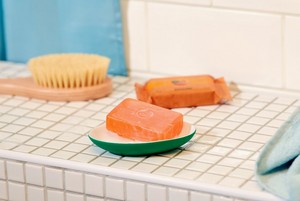The Body Shop soap in a soap dish