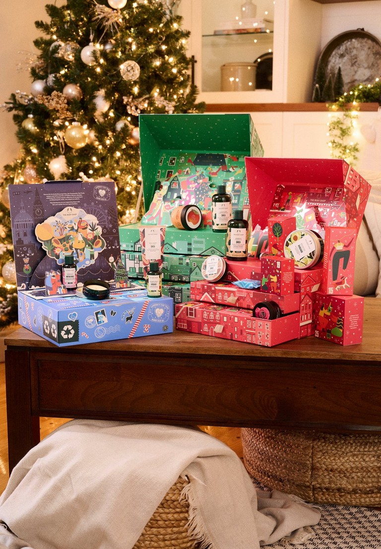 Box of Wishes, Share the Love, Share the Love & Joy Advent Calendars in front of the tree