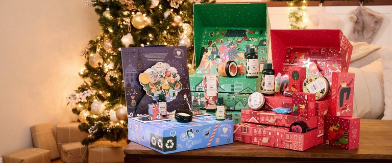 Box of Wishes, Share the Love, Share the Love & Joy Advent Calendars in front of tree