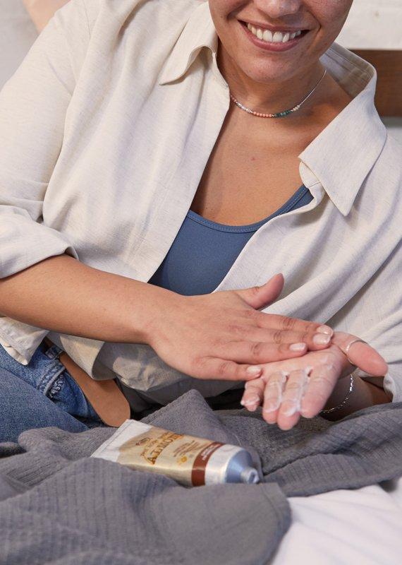 Model using Almond hand cream