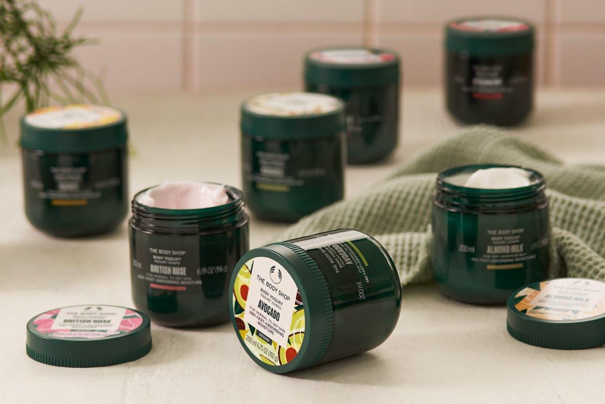 Range of The Body Shop body yogurts