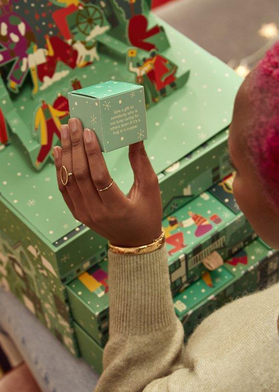 Model holding box from advent calendar