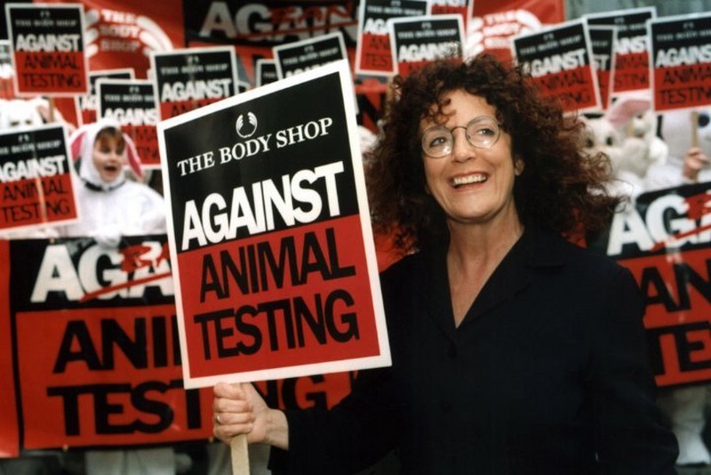 Anita Roddick Against Animal Testing protest Anita Roddick Against Animal Testing protest